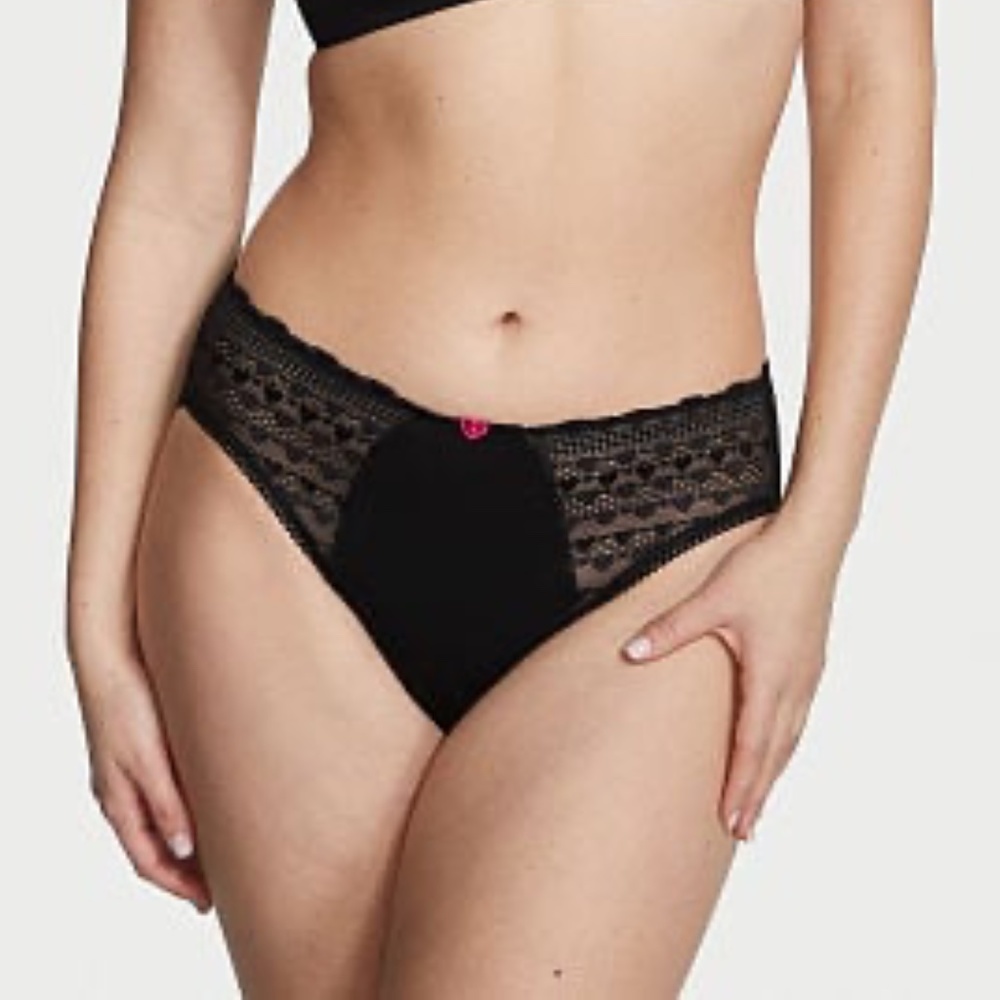 Victoria's Secret Stretch Cotton High Leg Brief Panty Black Large NEW